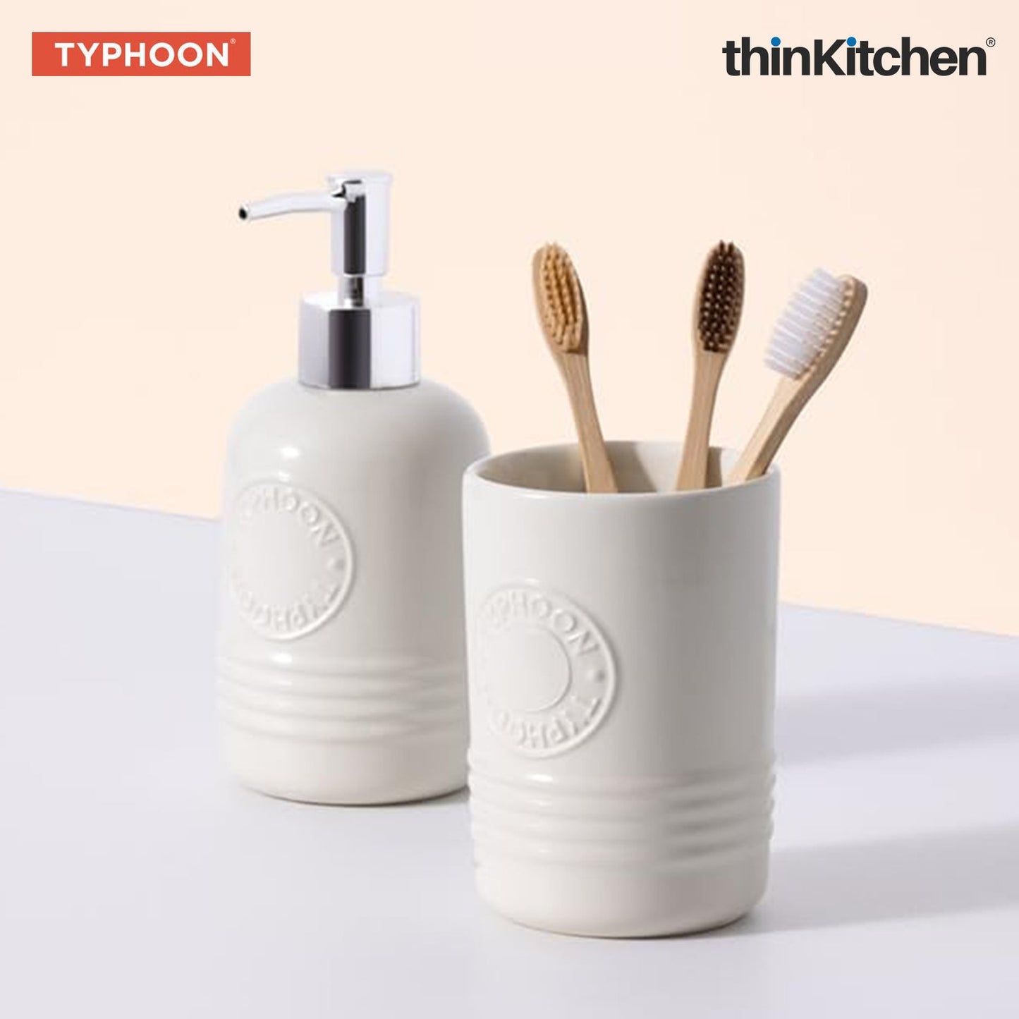 Typhoon Living Cream Soap Dispenser & Tumbler Set