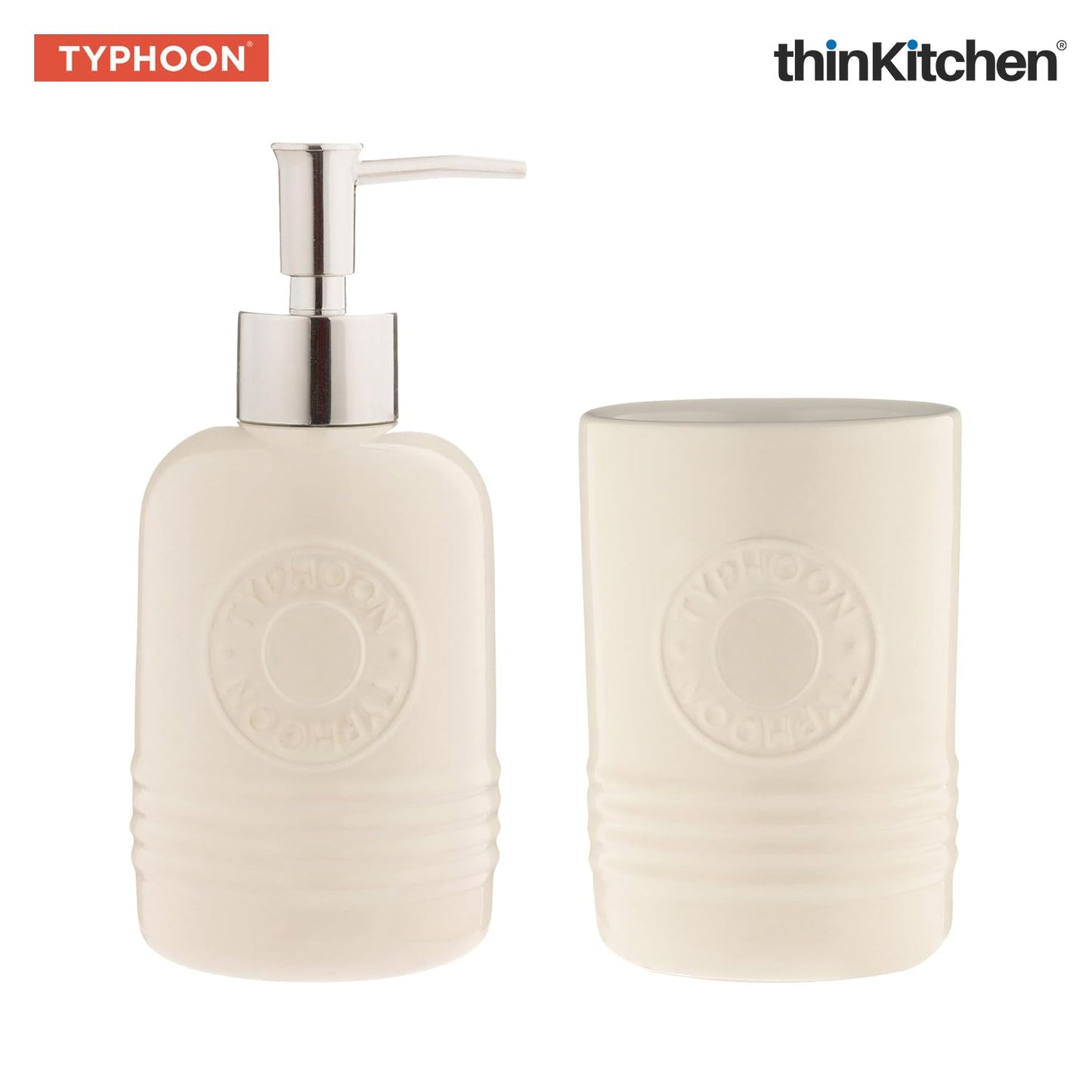 Typhoon Living Cream Soap Dispenser & Tumbler Set