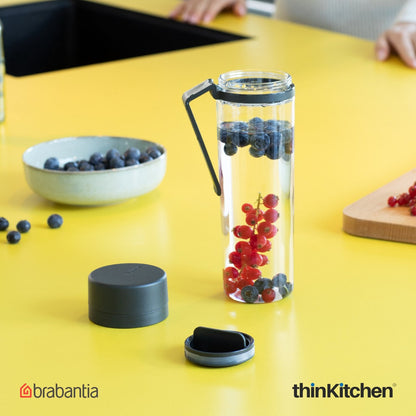 Brabantia Make & Take Water Bottle With Strainer | 500ml | Dark Grey
