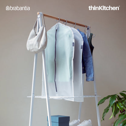 Brabantia Protective Medium Clothes Cover Set of 2 – Transparent Zipper Garment Bags, Soft-Touch Plastic Covers for Blouses & Shirts, Dust & Moth Protection, 60 x 100 cm