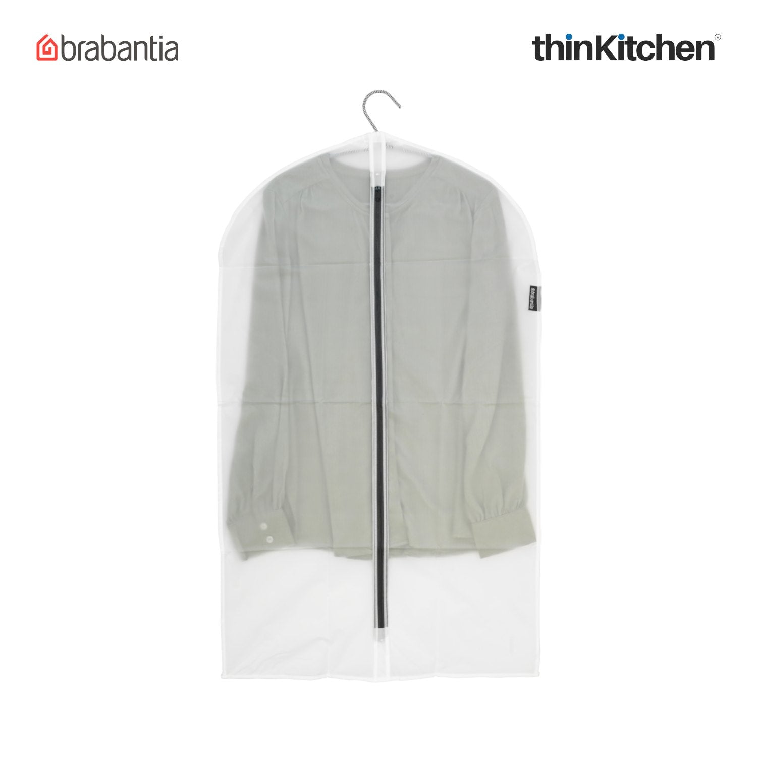 Brabantia Protective Medium Clothes Cover Set of 2 – Transparent Zipper Garment Bags, Soft-Touch Plastic Covers for Blouses & Shirts, Dust & Moth Protection, 60 x 100 cm - 5