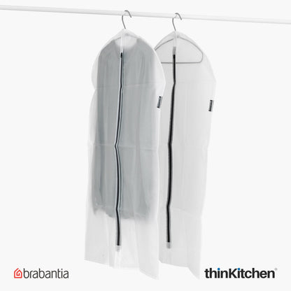 Brabantia Protective Medium Clothes Cover Set of 2 – Transparent Zipper Garment Bags, Soft-Touch Plastic Covers for Blouses & Shirts, Dust & Moth Protection, 60 x 100 cm