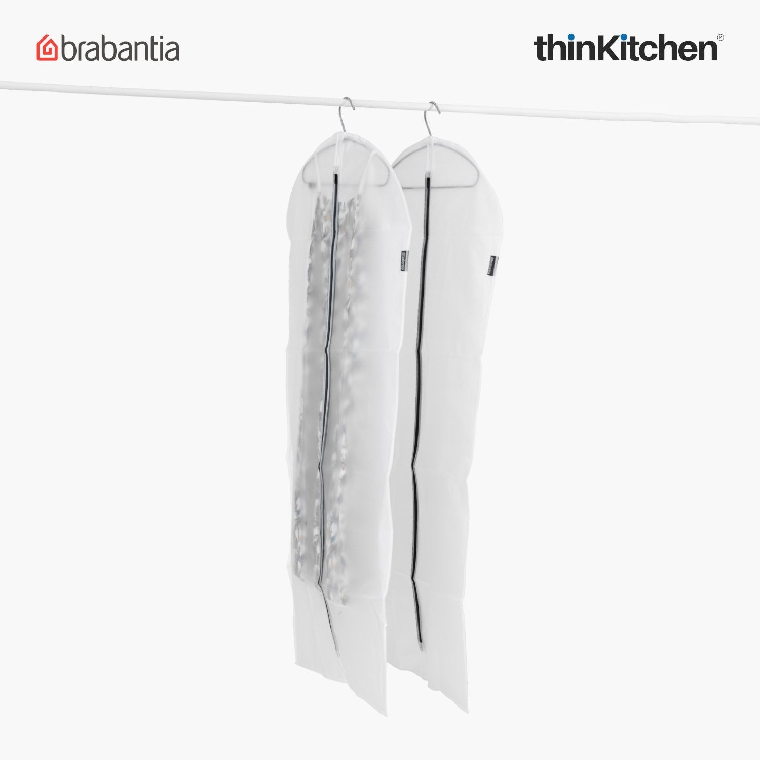 Brabantia Protective Large Clothes Cover Set of 2 – Premium Dustproof & Moth-Resistant Garment Bags for Long Coats & Dresses | 60 x 135 cm Transparent Zipper Covers - 6
