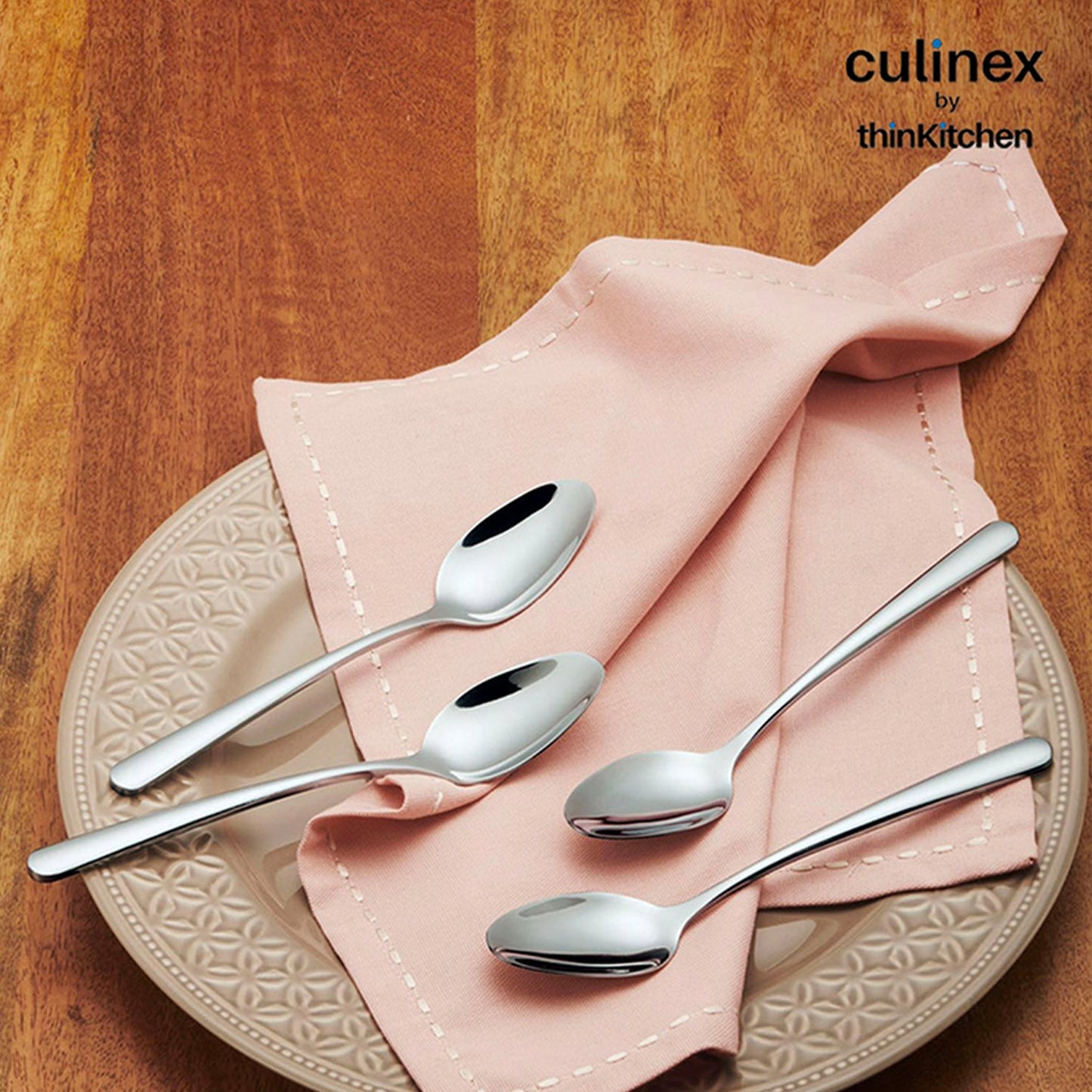 Culinex by thinKitchen | Dora 18/8 Stainless Steel All Purpose Spoon, Mirror Finish, Set of 6