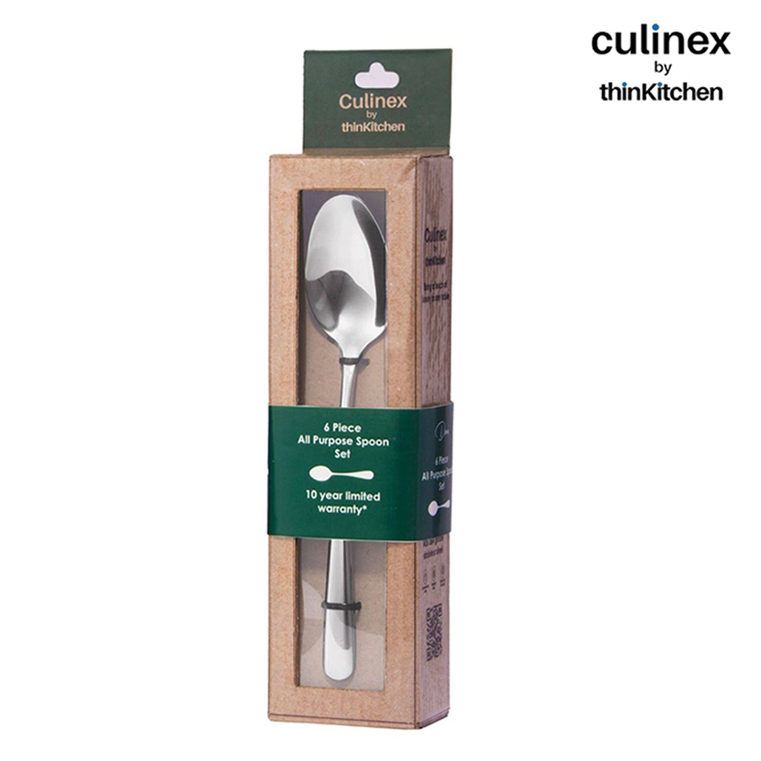 Culinex by thinKitchen | Dora 18/8 Stainless Steel All Purpose Spoon, Mirror Finish, Set of 6 - 9
