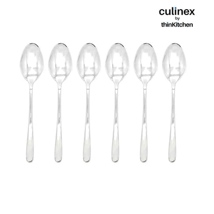 Culinex by thinKitchen | Dora 18/8 Stainless Steel All Purpose Spoon, Mirror Finish, Set of 6