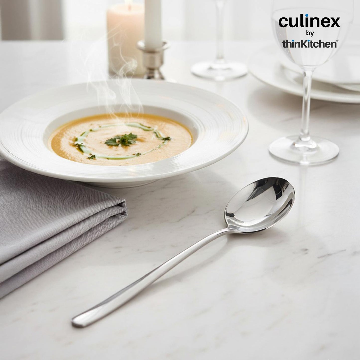 Culinex by thinKitchen|Dora 18/8 Stainless Steel Small Soup Spoon Set of 6