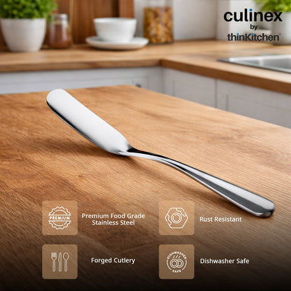 Culinex 18/8 Premium Stainless Steel 2.5" Butter Knife Set of 4 for Kitchen, Butter Jam Spreader | Silver Rustproof Flatware Tableware By thinKitchen