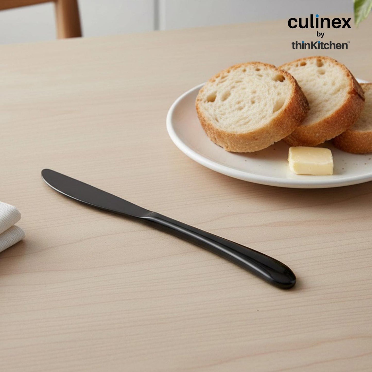 Culinex by thinKitchen|Dora 13/0 Stainless Steel - Black PVD Dinner Knife Set of 2