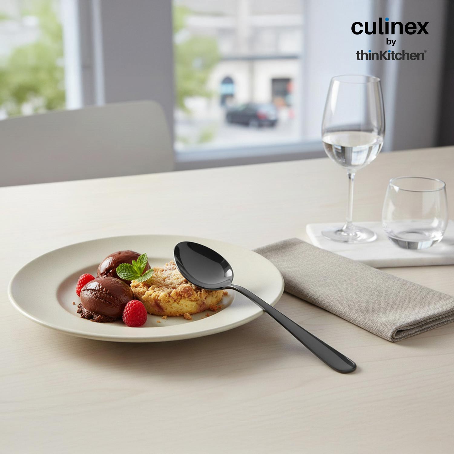 Culinex by thinKitchen|Dora 18/8 Stainless Steel - Black PVD Dinner Spoon Set of 6 - 1