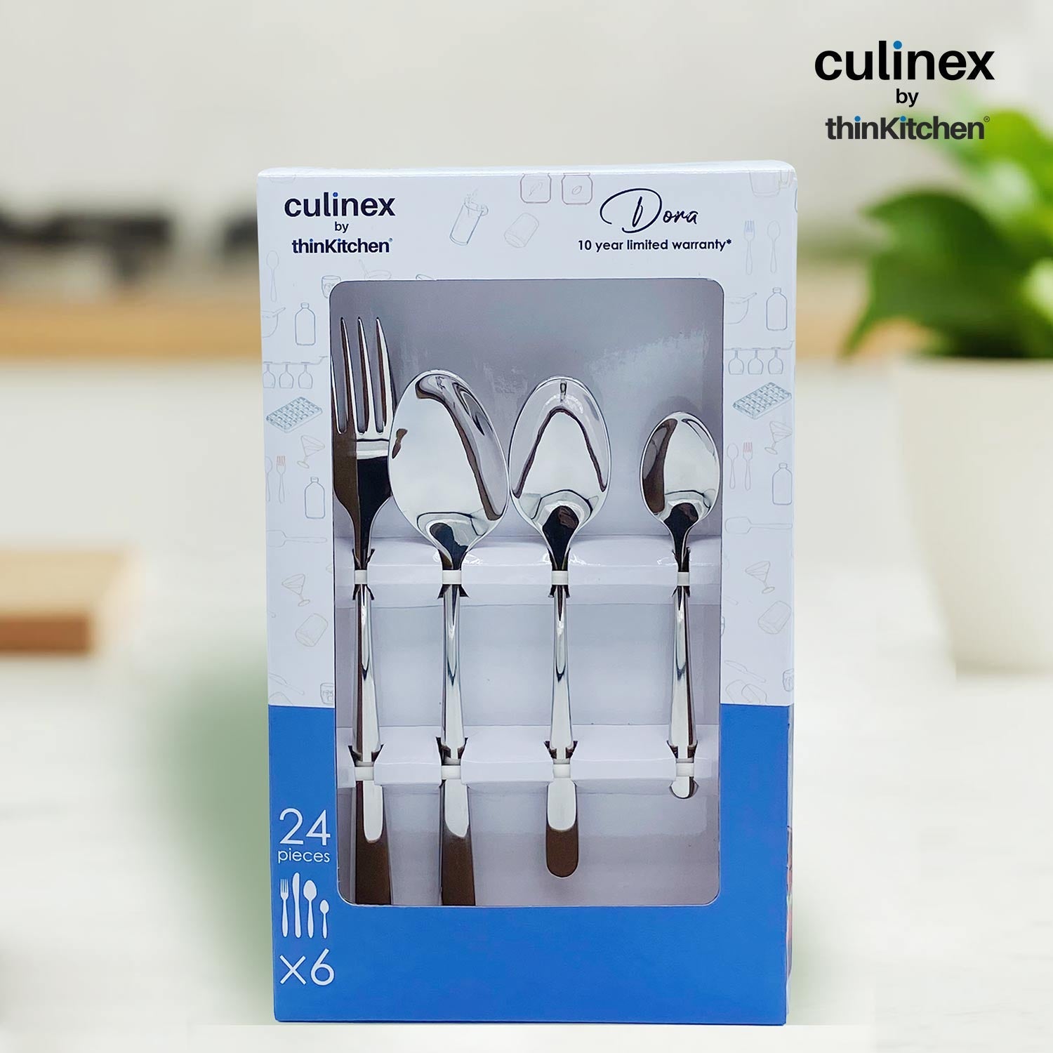 Culinex by thinKitchen Dora 18/8 Stainless Steel 24-Piece Cutlery Set | Elegant Mirror Finish | Dishwasher Safe | Ideal Gift for Every Occasion - 2