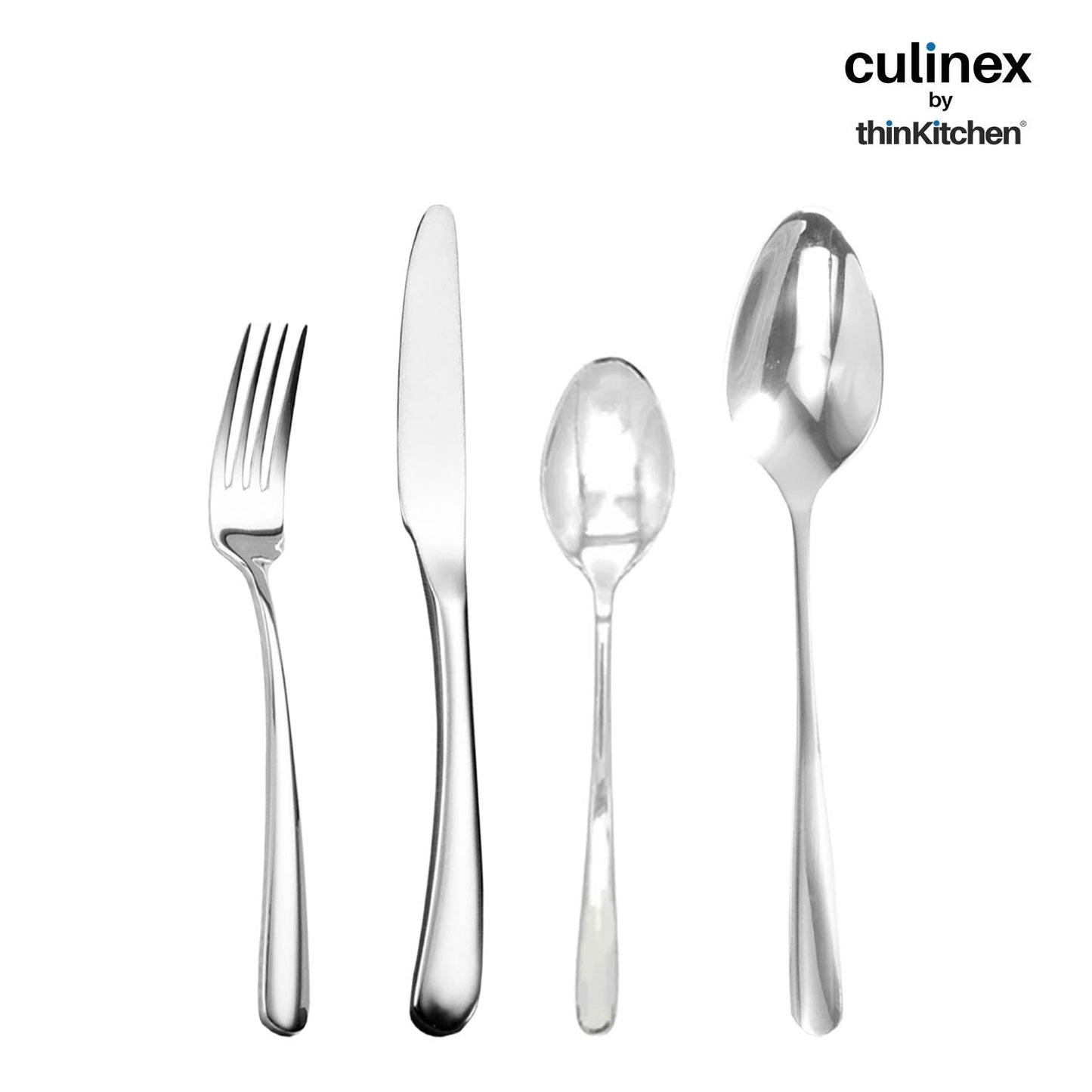 Culinex Stainless Steel 18/8 Premium 24-Piece Cutlery Set | Luxury Silver Rustproof Flatware By thinKitchen