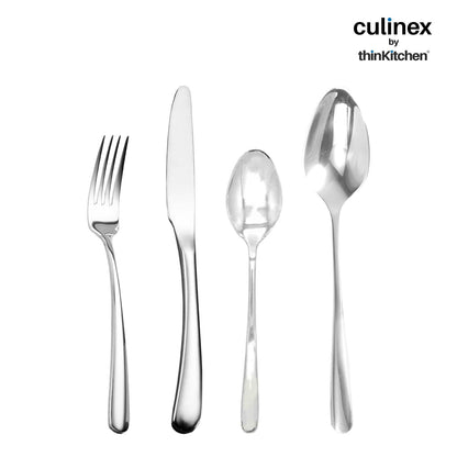 Culinex Stainless Steel 18/8 Premium 24-Piece Cutlery Set | Luxury Silver Rustproof Flatware By thinKitchen
