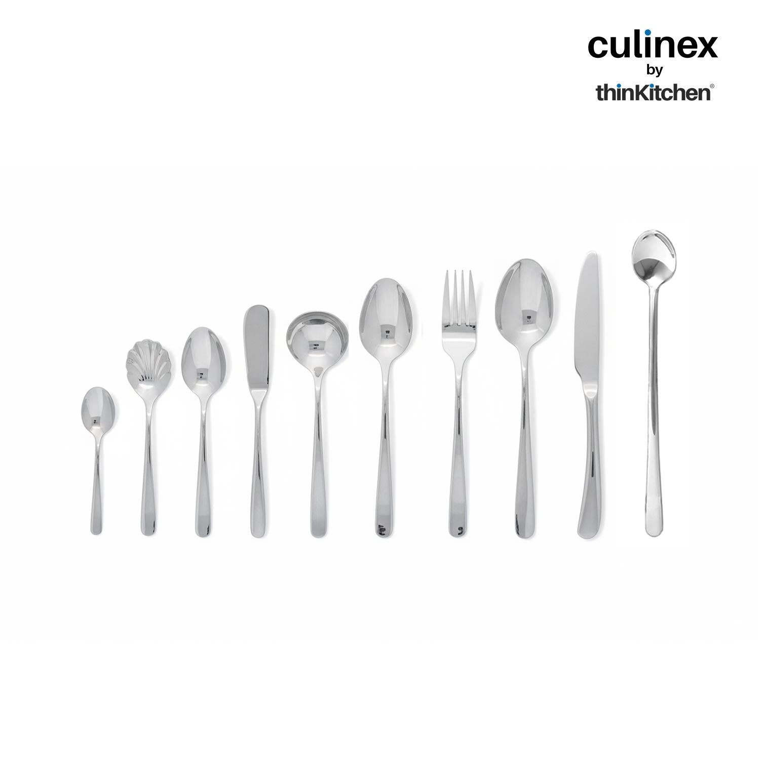 Culinex by thinKitchen|Dora 18/8 Stainless Steel 90-Piece Premium Specialty Cutlery Set | Dessert, Soup, Tea, Coffee, Butter, Ice Tea Spoons & Knives | Elegant Flatware | International Finish - 4