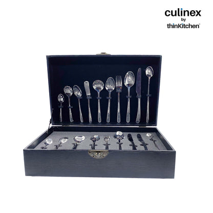 Culinex by thinKitchen|Dora 18/8 Stainless Steel 90-Piece Premium Specialty Cutlery Set | Dessert, Soup, Tea, Coffee, Butter, Ice Tea Spoons & Knives | Elegant Flatware | International Finish