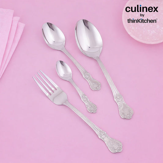 Culinex Stainless Steel 18/8, Premium 20-Piece Cutlery Set, Fest Classic| Luxury Silver Rustproof Flatware By thinKitchen