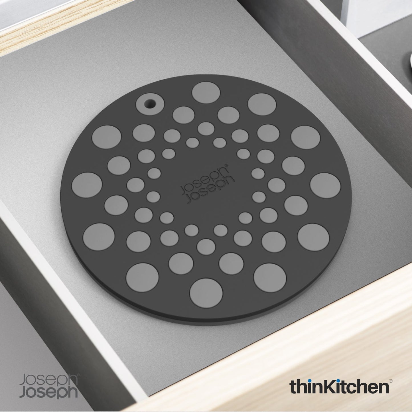 Joseph Joseph Spot On Round Trivets Grey | Stylish Silicone Trivets for Dining Table | Heat-Resistant & Scratch-Proof Surface Protectors | Compact & Modern Kitchen Accessories