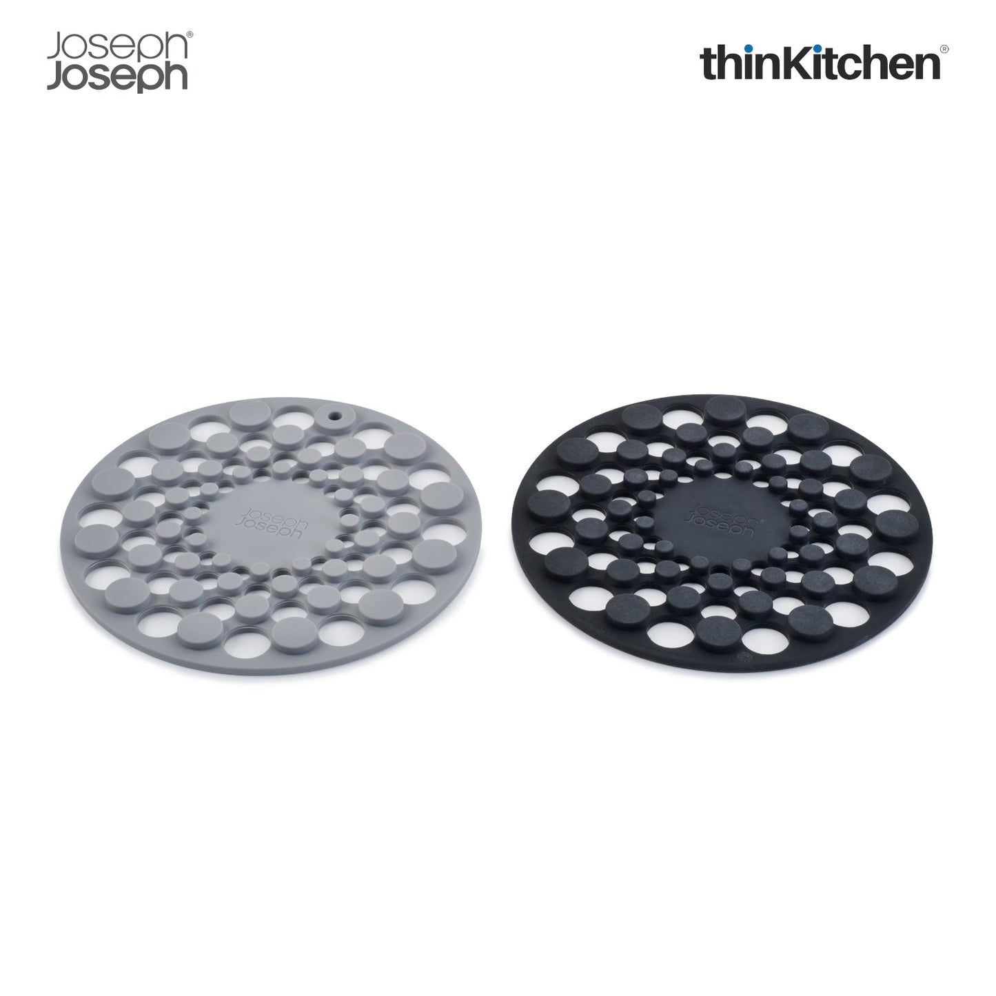 Joseph Joseph Spot On Round Trivets Grey | Stylish Silicone Trivets for Dining Table | Heat-Resistant & Scratch-Proof Surface Protectors | Compact & Modern Kitchen Accessories