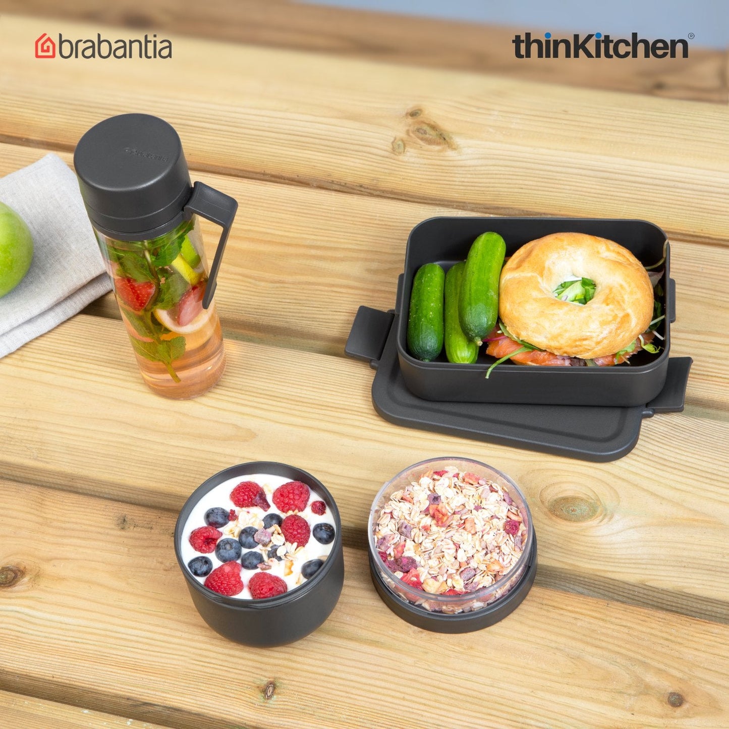 Brabantia Make Take Breakfast And Lunch Set 3 Pc Dark Grey