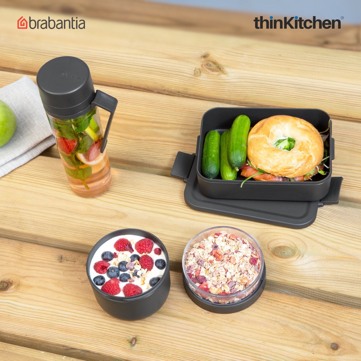 Brabantia Make Take Breakfast And Lunch Set 3 Pc Dark Grey - 2