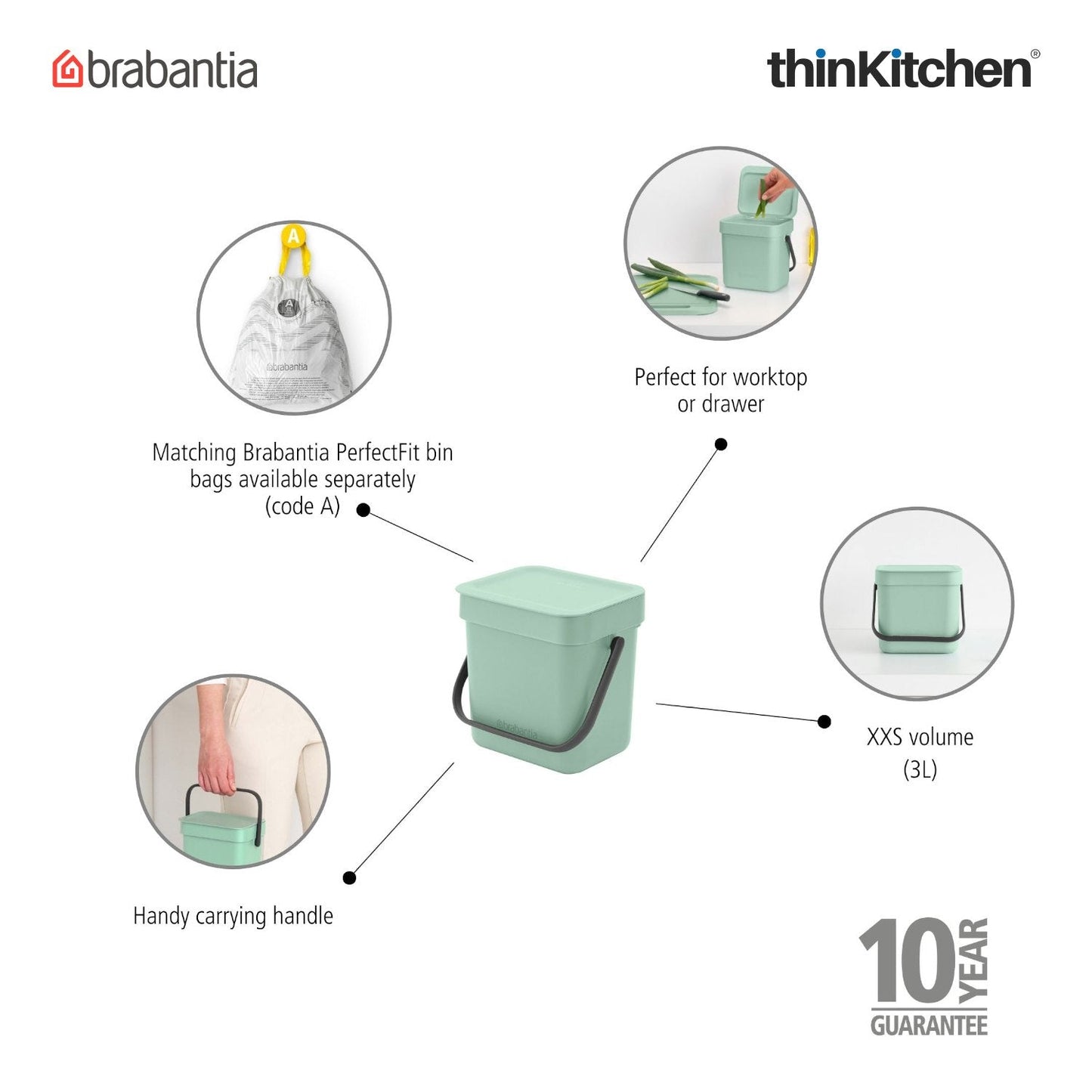 Brabantia Microfibre Cleaning Pads Set of 3 – Ultra-Soft, Spongy Kitchen Cleaning Cloths with Microfibre Surface for Dishwashing, Countertops & Mirrors | Durable & Machine Washable