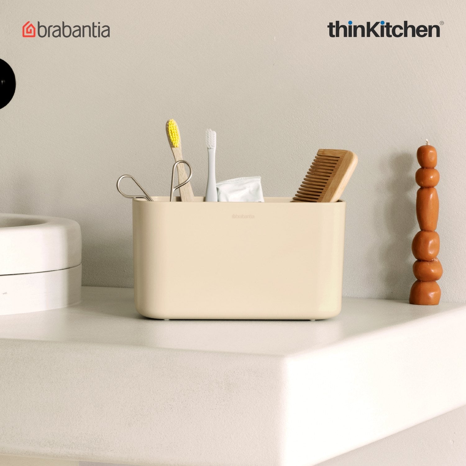 Brabantia ReNew Bathroom Caddy Soft Beige | Compact & Stylish Bathroom Organizer - 1