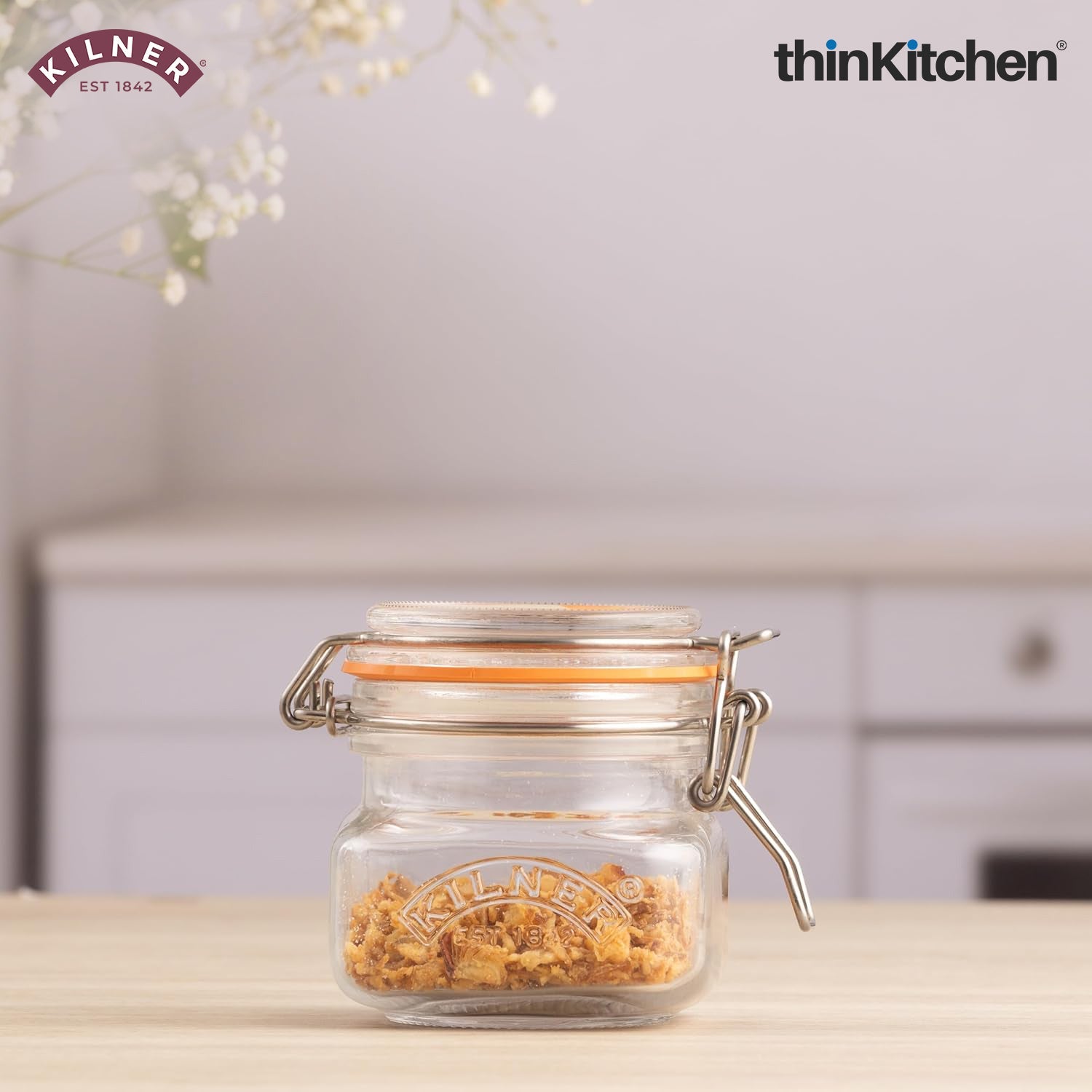 Kilner Square Clip Top Jar – 0.25L (H 9 cm x Dia 8.5 cm) - 1