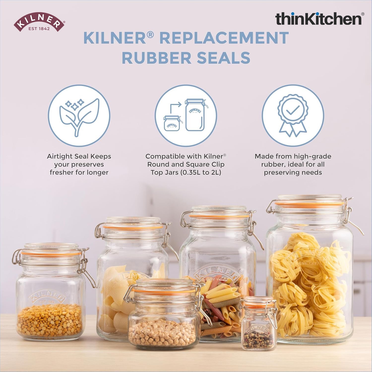 Kilner Rubber Seals – Pack of 6 (Fits 0.35L – 2L Jars) - 3