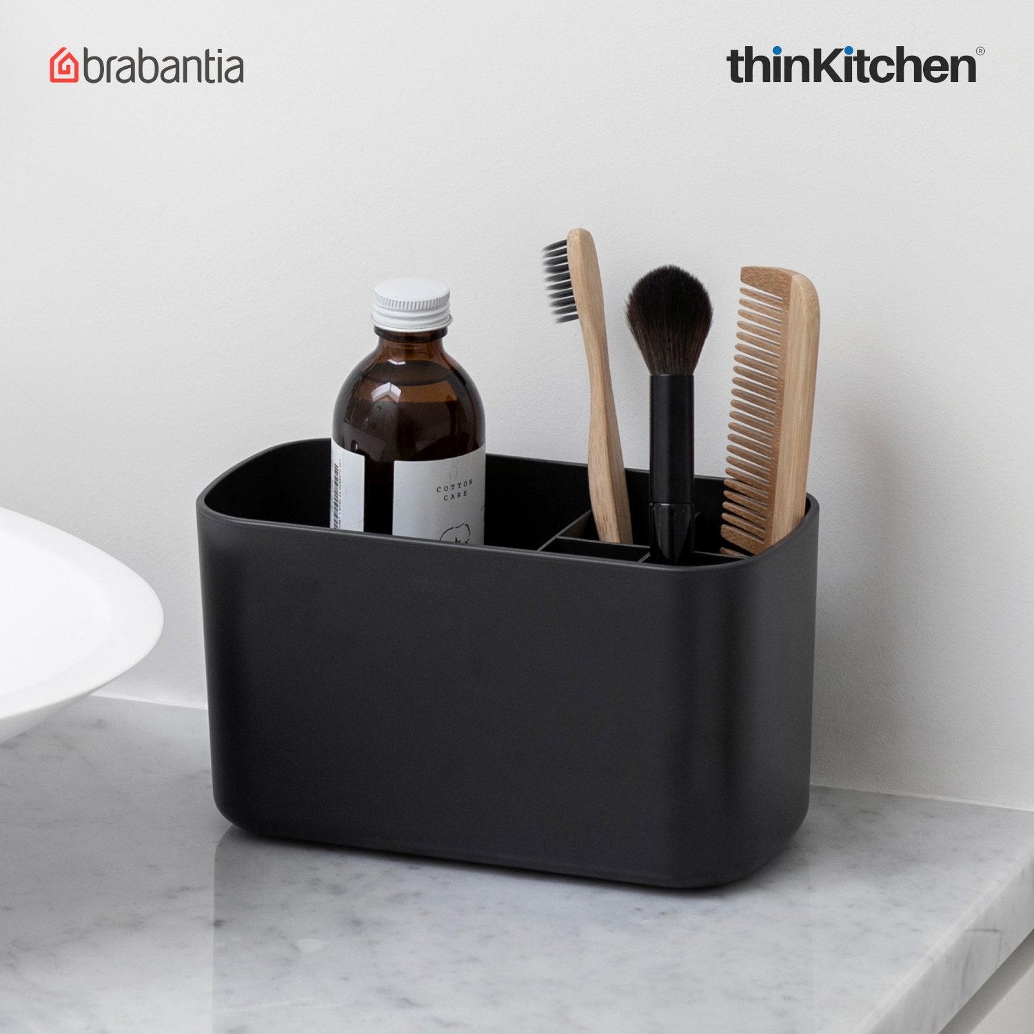 Brabantia Renew Bathroom Caddy Dark Grey | Premium Bathroom Organizer for Toothbrushes & Toiletries - 5