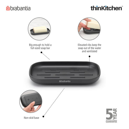 Brabantia ReNew Soap Dish Dark Grey | Stylish & Practical Soap Holder