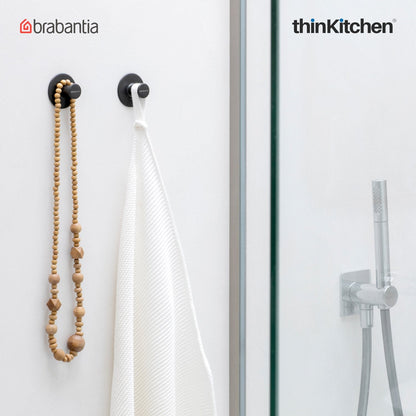 Brabantia ReNew Towel Hooks Set of 2 | Premium Dark Grey Bathroom Hooks