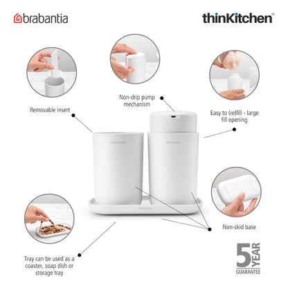 Brabantia Renew Bathroom Accessory Set Of 3 White