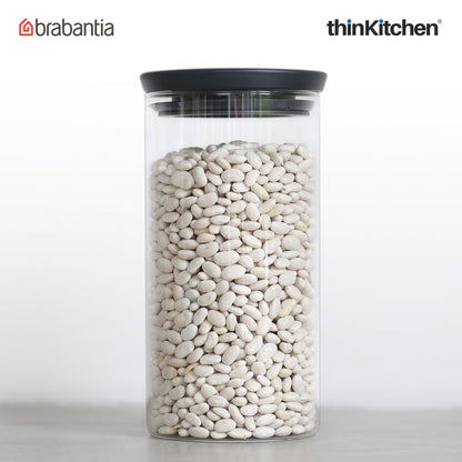 Brabantia, Food Enjoyment, Stackable Glass Jar, 1.1 Litre / Dark Grey