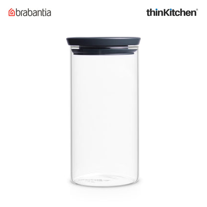 Brabantia, Food Enjoyment, Stackable Glass Jar, 1.1 Litre / Dark Grey