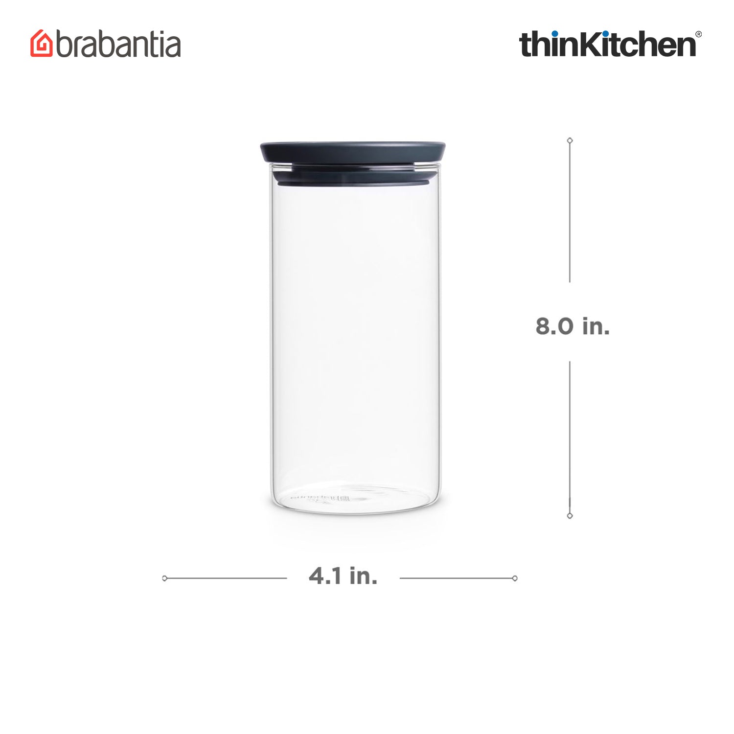 Brabantia, Food Enjoyment, Stackable Glass Jar, 1.1 Litre / Dark Grey - 4