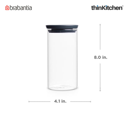 Brabantia, Food Enjoyment, Stackable Glass Jar, 1.1 Litre / Dark Grey