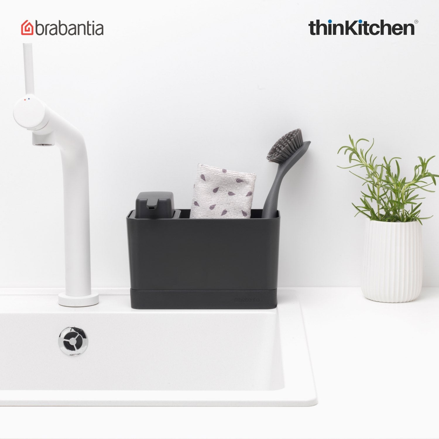 Brabantia Sink Organiser Set Sink Organiser And Soap Dispenser Dark Grey - 8