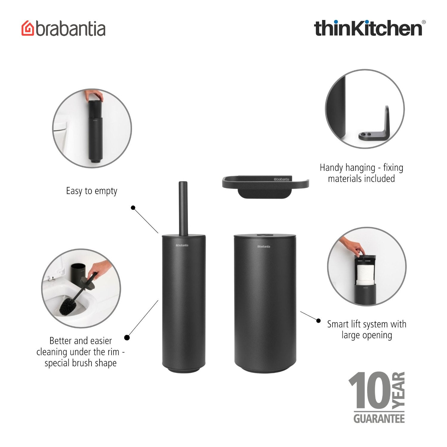 Brabantia Mindset Toilet Accessory Set Set Of 3 Grey - 5