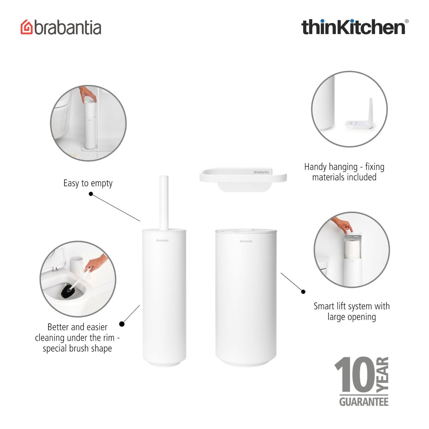Brabantia Mindset Toilet Accessory Set Set Of 3 White