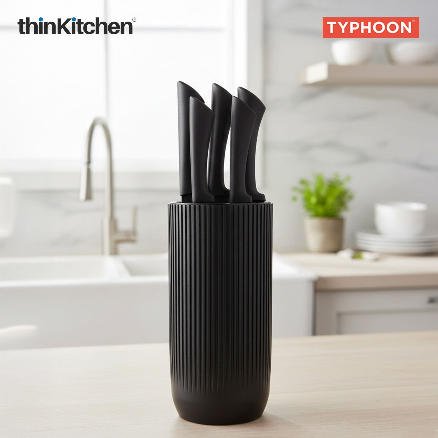 Viners Premium International Stainless Steel Sharp Kitchen Knife Block Set of 5 Pcs, Black Ripple | Cutting & Chopping, Comfortable Grip| Crafted in UK - 3