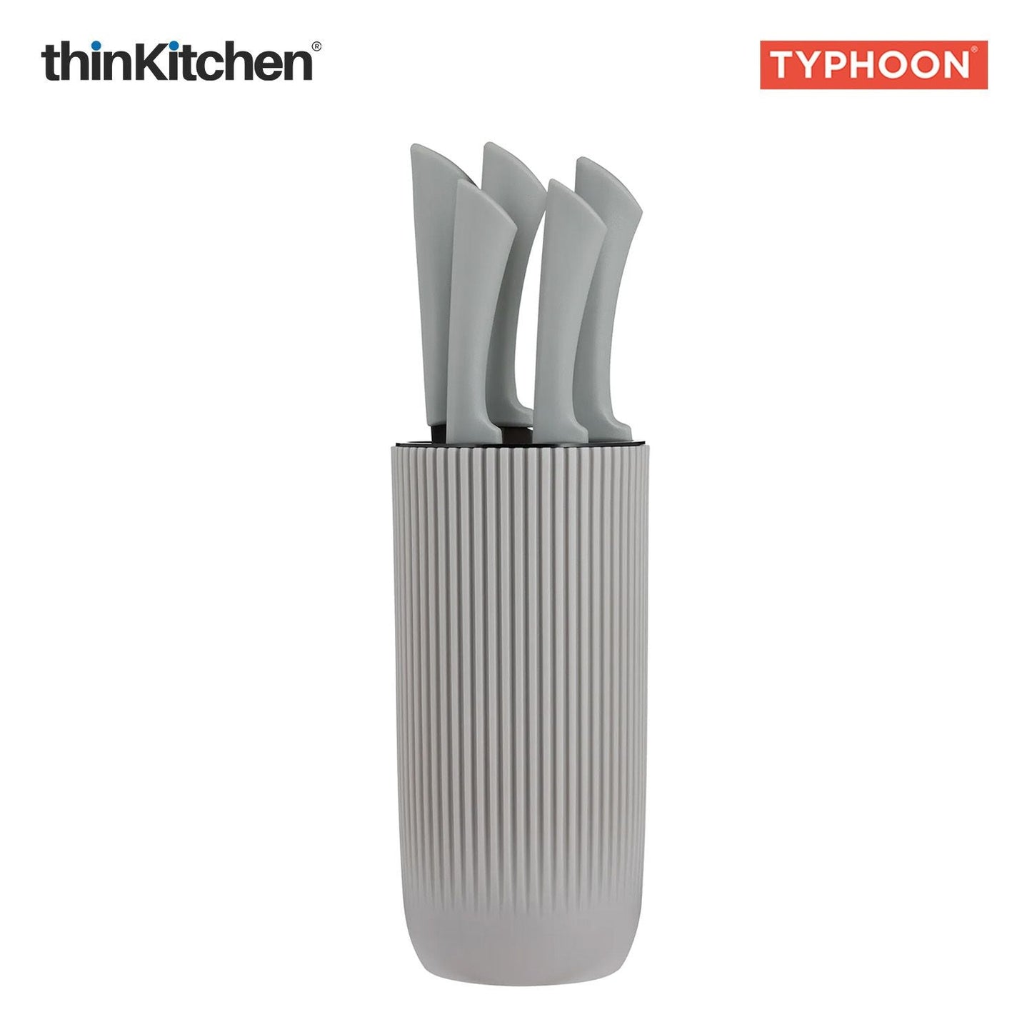 Viners Premium International Stainless Steel Sharp Kitchen Knife Block Set of 5 Pcs, Grey Ripple | Cutting & Chopping, Comfortable Grip| Crafted in UK