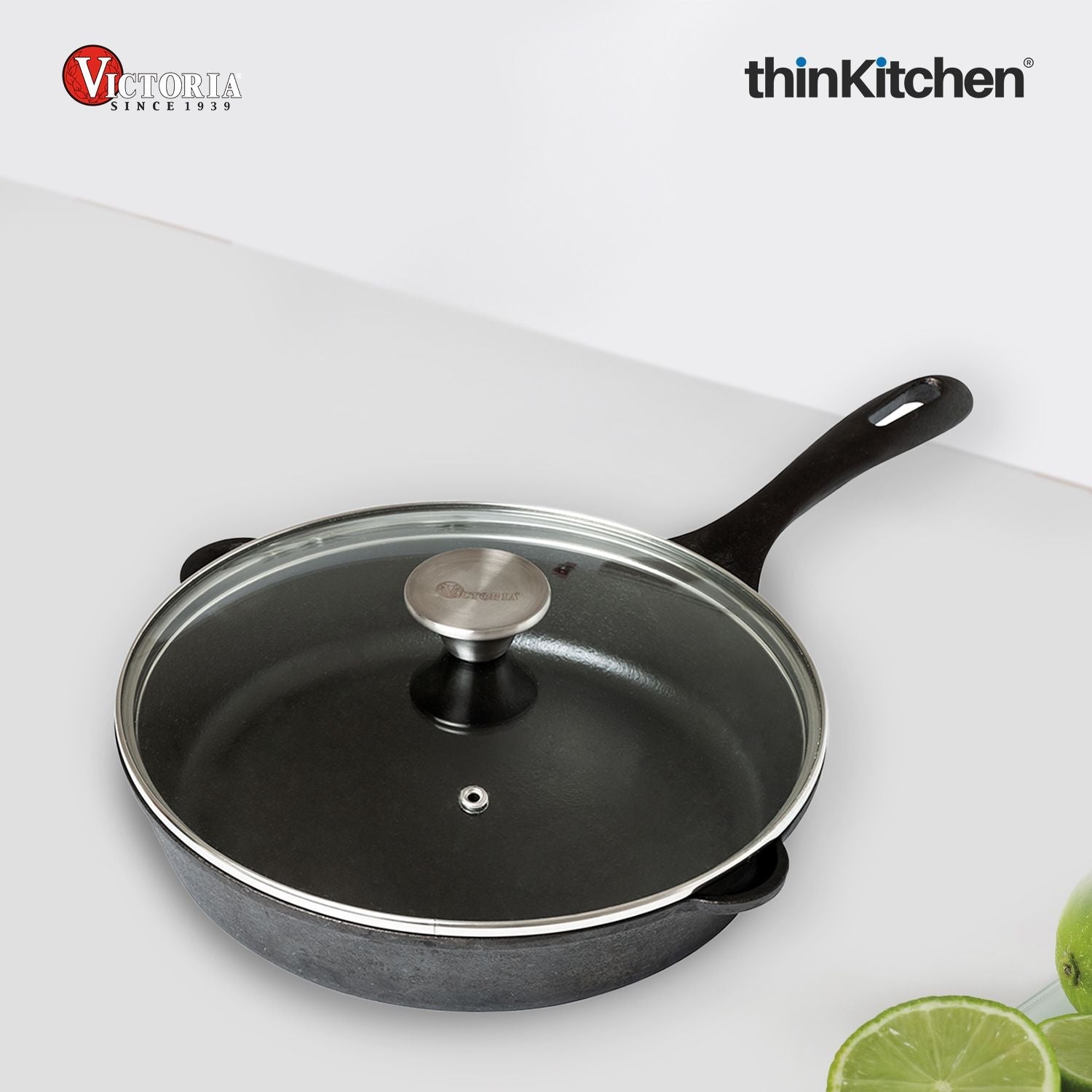 Victoria Round 10-Inch Glass Lid for Cast Iron Skillet or Pan, Custom Made for Only Victoria Brand, Diameter 9.5-Inch - 1