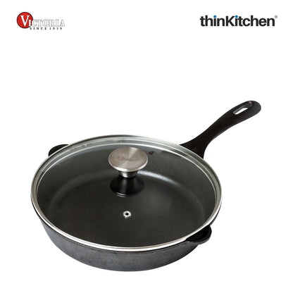 Victoria Round 10-Inch Glass Lid for Cast Iron Skillet or Pan, Custom Made for Only Victoria Brand, Diameter 9.5-Inch