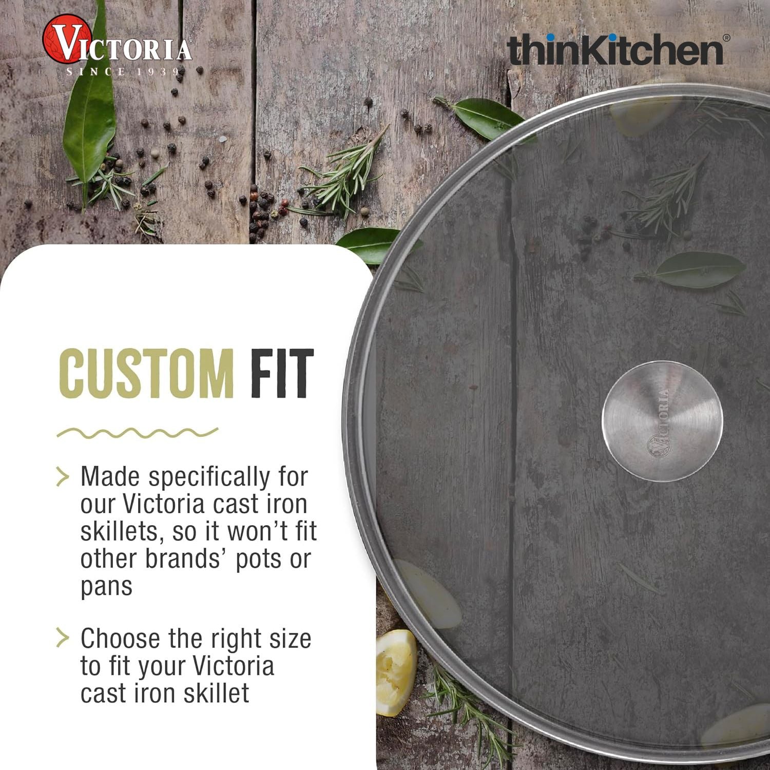 Victoria Round 10-Inch Glass Lid for Cast Iron Skillet or Pan, Custom Made for Only Victoria Brand, Diameter 9.5-Inch - 8