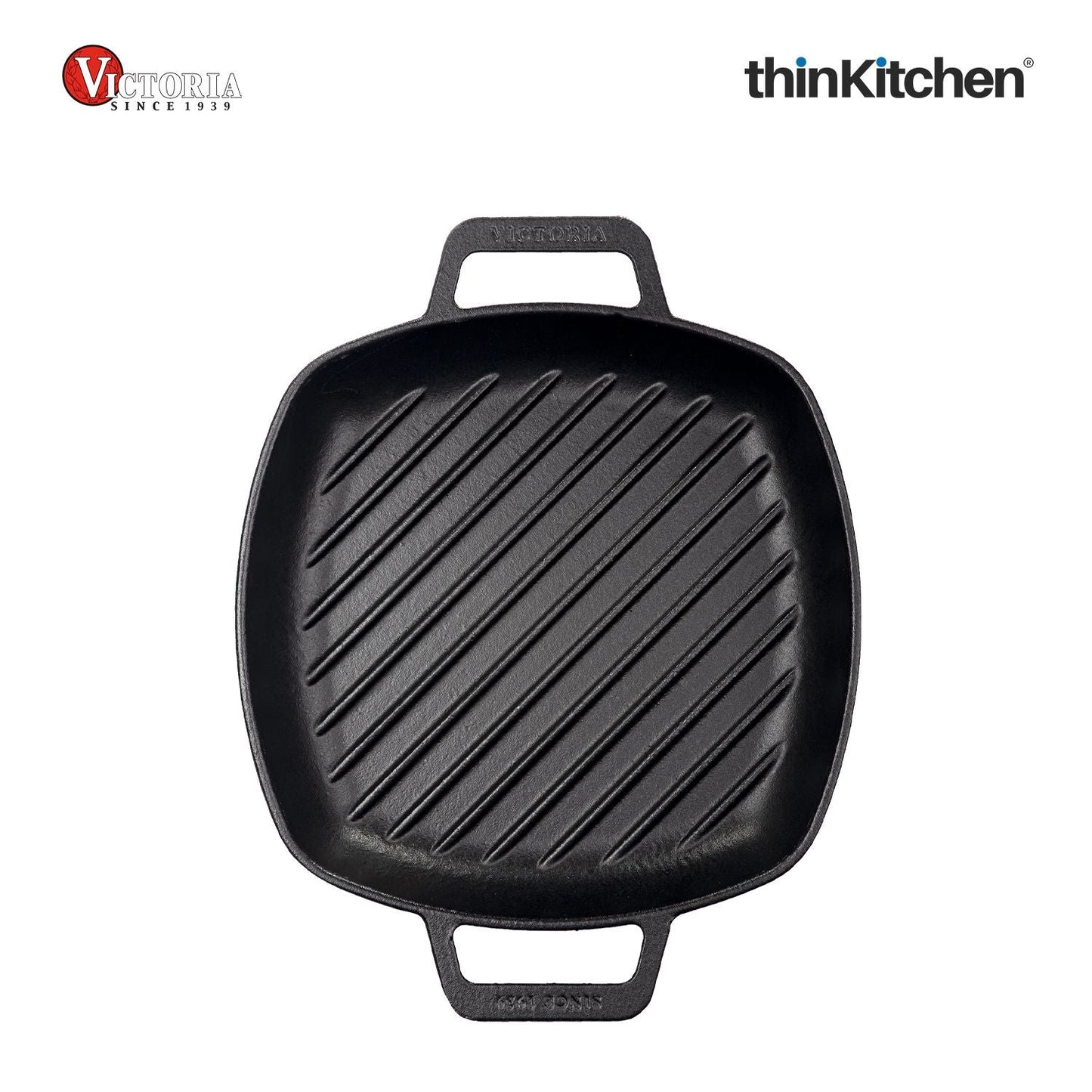 Victoria Cast Iron Square Grill Pan with Double Loop Handles, Made in Colombia, 10 Inches