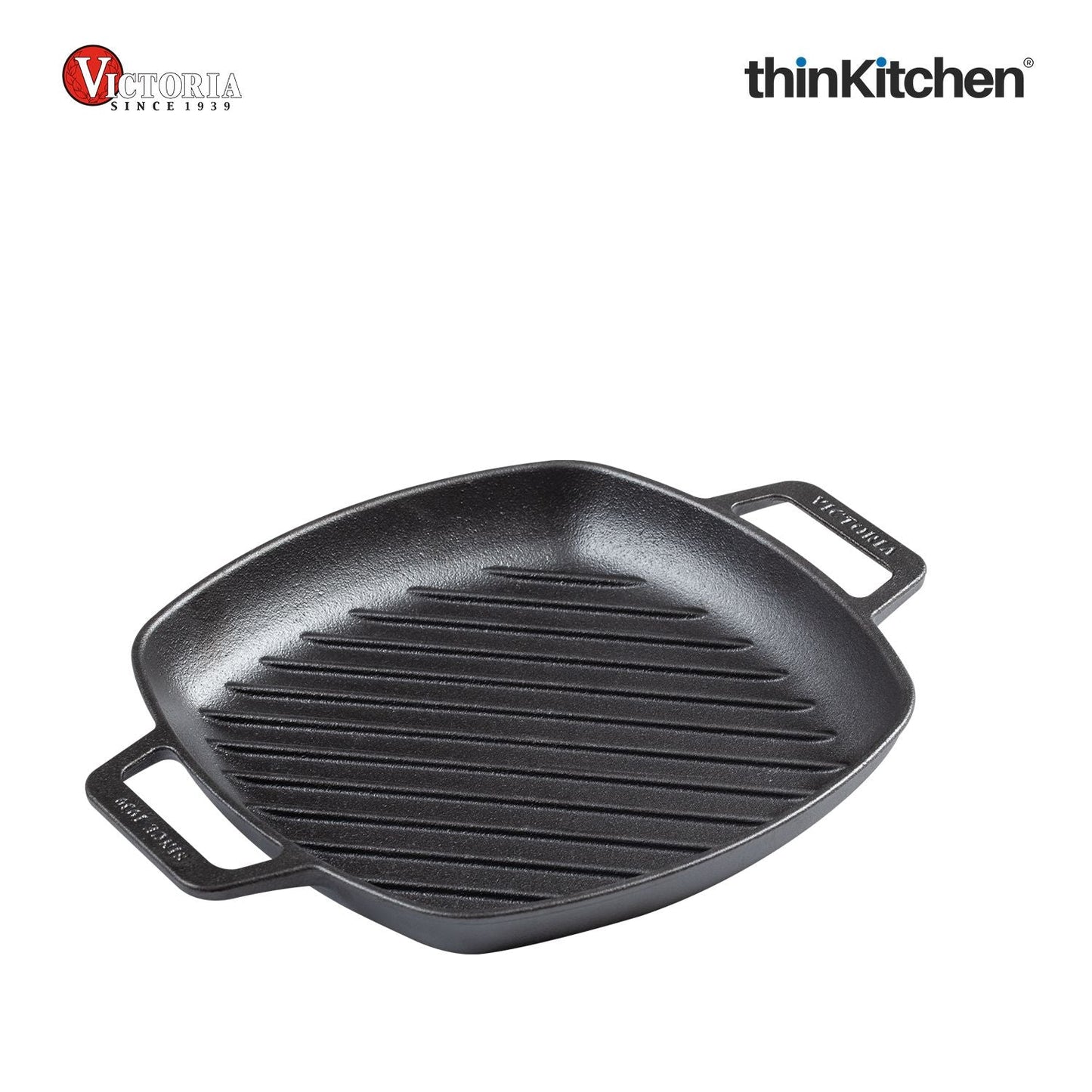 Victoria Cast Iron Square Grill Pan with Double Loop Handles, Made in Colombia, 10 Inches