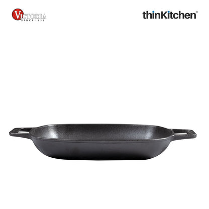 Victoria Cast Iron Square Grill Pan with Double Loop Handles, Made in Colombia, 10 Inches