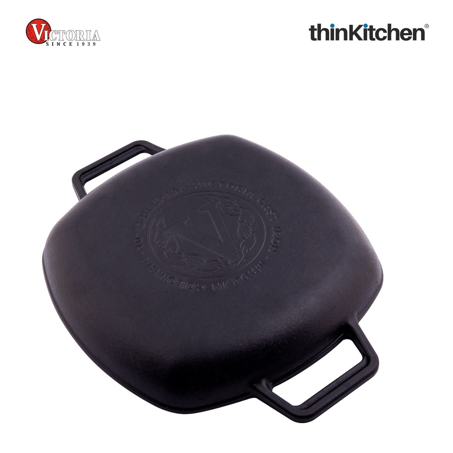 Victoria Cast Iron Square Grill Pan with Double Loop Handles, Made in Colombia, 10 Inches - 2