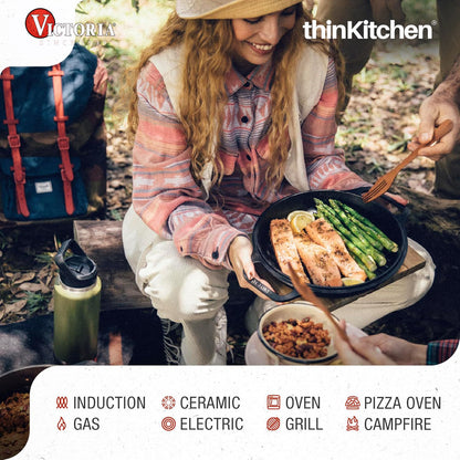 Victoria Cast Iron Square Grill Pan with Double Loop Handles, Made in Colombia, 10 Inches