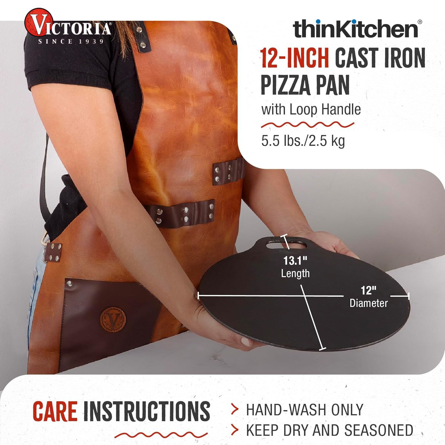 Victoria 12-Inch Cast Iron Tawa Dosa Pan | Pre-Seasoned Cast Iron Dosa Tawa, Crepe & Pizza Pan with Loop Handle | Durable Cast Iron Dosa Pan Made in Colombia - 8